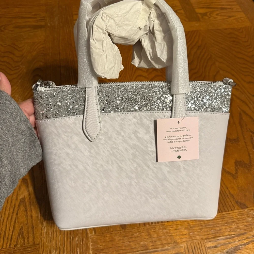 NEW Kate Spade New York Flash Glitter Satchel Faux Leather Crossbody